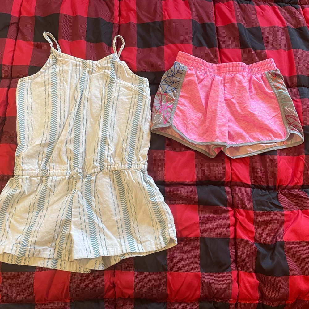 2 piece bundle of girls size 10/12 & 12 Crazy 8 shorts and romper